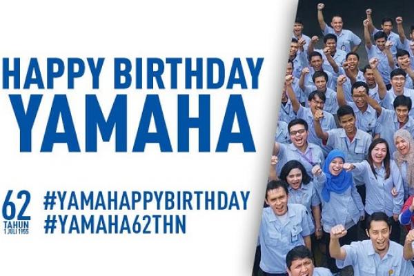 Karyawan Yamaha mengucapkan selamat ulang tahun Yamaha. (foto : Yamaha)