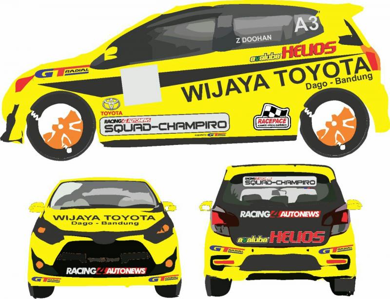 Livery tim Racing4 pada Toyota Agya 1200 untuk musim 2017