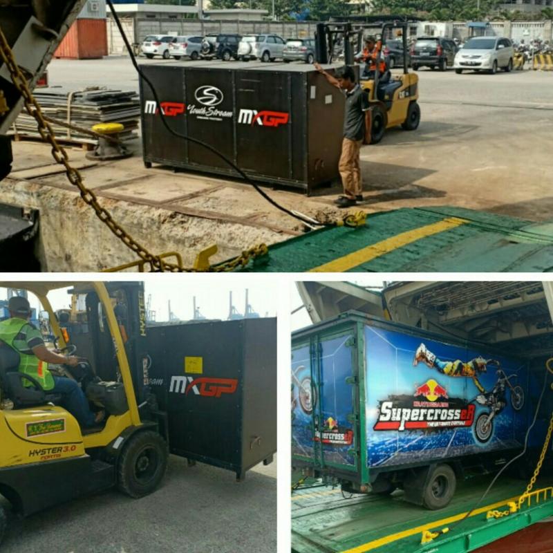 Equipment dengan total hingga 40 ton untuk MXGP dikapalkan di Tanjungpriok. (foto : ist) 