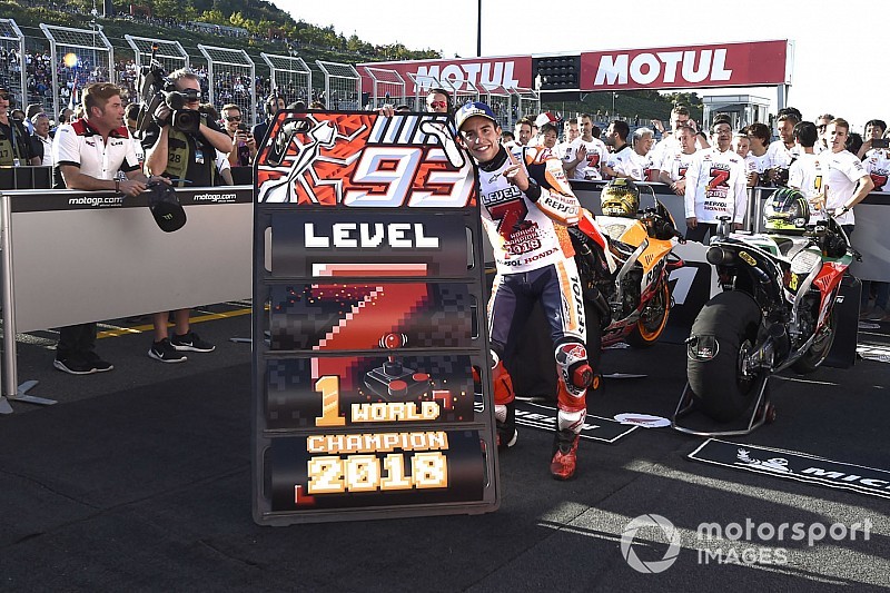 Level 7, tema selebrasi Marquez usai mengunci gelar juara dunia MotoGP 2018 (ist)