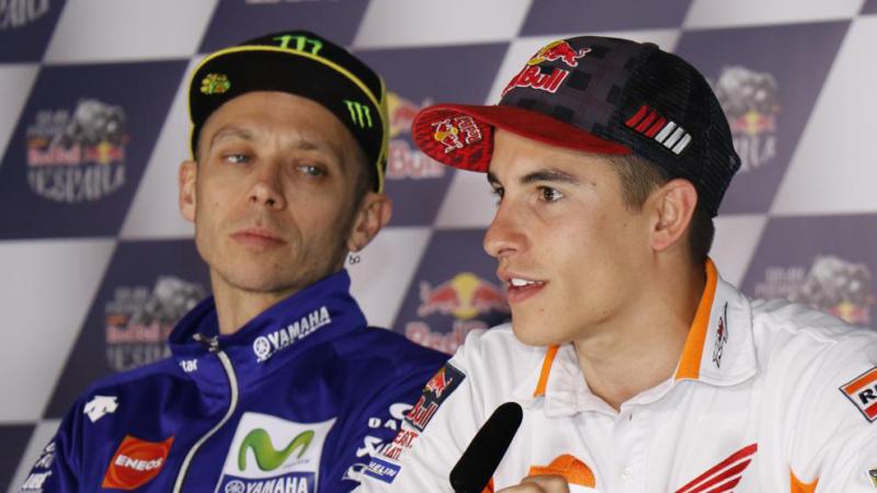 Marquez (kanan), satu-satunya pembalap yang berpotensi patahkan semua rekor Rossi (ist)
