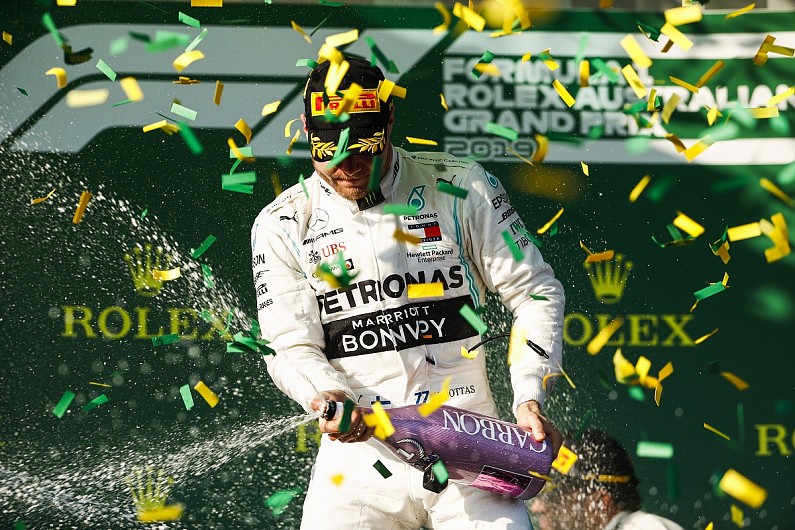 Selebrasi Valtteri Bottas di podium Grand Prix Australia (ist)