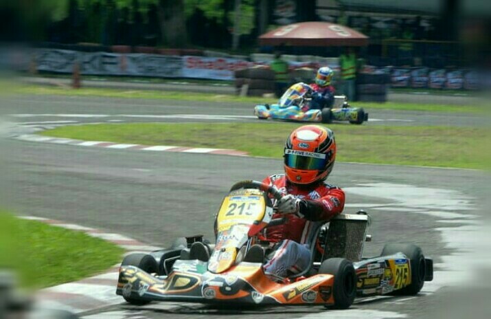 Farrell Gobel, kembali belum dipayungi Dewi Fortuna di Sentul International Karting Circuit. (foto : ist)