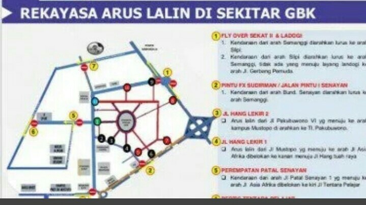 Rekayasa lalu lintas di seputar GBK Senayan saat kampanye Jokowi pada Sabtu, 13 April 2019 besok. (foto : pmj) 