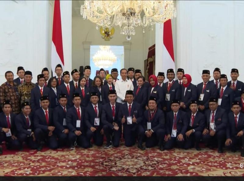 Presiden Joko Widodo mengundang kontingen Indonesia yang akan bertanding di World Skill Competition 2019 ke Istana Merdeka Jakarta pada Rabu (14/8/2019). (dok. ADM)  