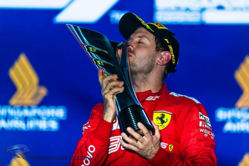 Sebastian Vettel (Ferrari), menang di Singaoura seolah raih trofi kejuaraan dunia. (Foto: inside racing)