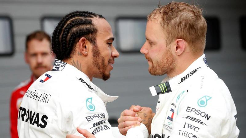 Lewis Hamilton dan Valtteri Bottas, duo Mercedes dalam perebutan teofi F1 2019. (Foto: thenational)