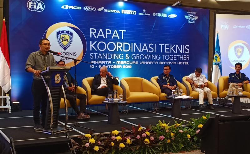Sadikin Aksa saat menutup secara resmi Rakornis IMI 2019 di Jakarta. (Foto; bs)