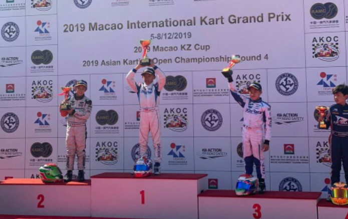 Aditya Wibowo meraih juara 1 kelas Mini Rok Asian Karting Open Championship di Macau hari ini. 