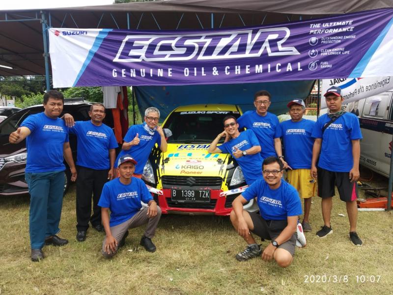 Yoyok Cempe bersama skuad tim Suzuki Ecstar di Kejurda Sprint Rally DIY 2020