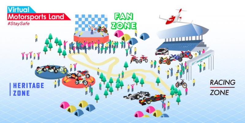 Di dalamnya terdapat halaman Virtual Motor Sport Land di mana pengunjung dapat menjelajahi keseruan dunia balap sambil tetap stay at home.