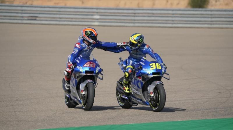 Alex Rins dan Joan Mir cetak sejarah untuk Suzuki dengan raih podium di MotoGP Aragon 2020