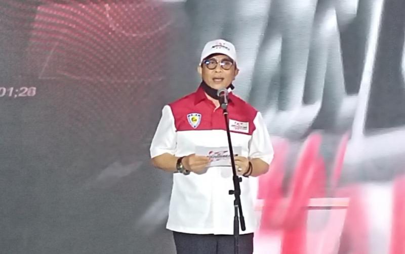 Muhammad Rapsel Ali, saat launching Mandalika Racing Team Indonesia di Jakarta malam ini.