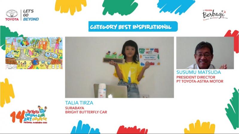 Presdir TAM Susumu Matsuda (insert) bersama pemenang salah satu kategori usia Toyota Dream Car Art Contest 2020