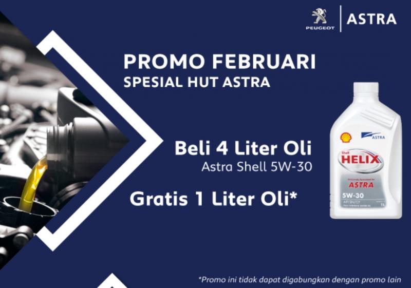 Program special Beli 4 Liter Oli Astra Shell Helix 5W-30, Gratis 1 Liter Oli