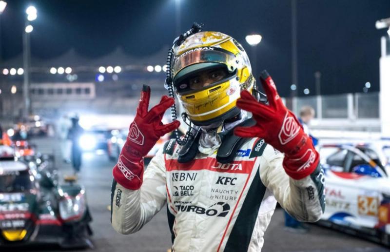 Pembalap terbaik Indonesia Sean Gelael mencetak double winner balap ketahanan 4 jam Asian Le Mans di sirkuit Yas Marina, Abu Dhabi akhir pekan kemarin