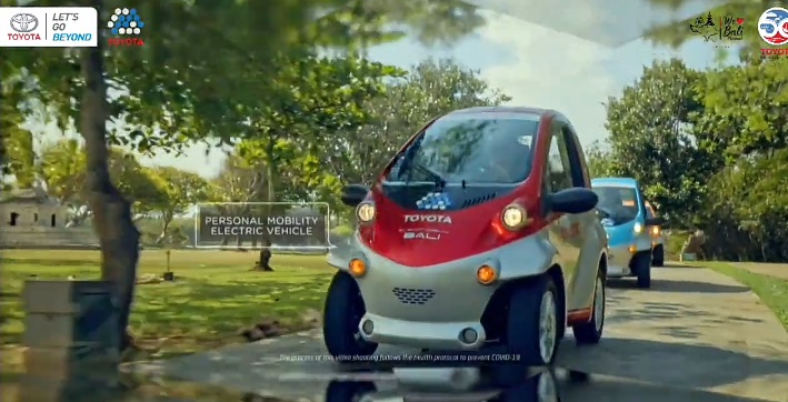 Tangkapan layar Personal Mobility Electric Vehicle dari Toyota yang dioperasikan di Nusa Dua, Bali