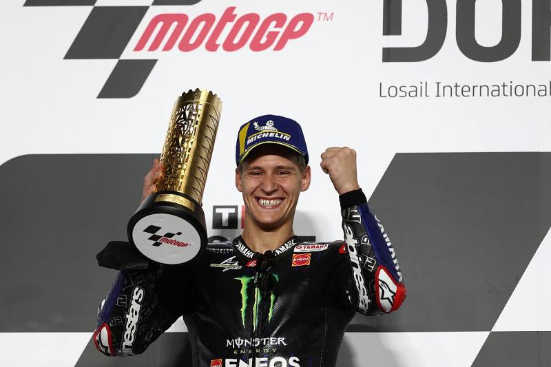 Fabio Quartarararo (Prancis), kemenangan perdana di tim pabrikan Yamaha, pertama juga di Sirkuit Losail. (Foto: motorsport)