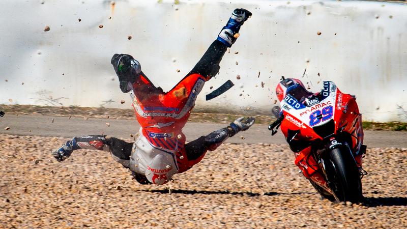 Kecelakaan Jorge Martin (Spanyol/Pramac Ducati) di Portimao, salah satu terburuk di sejarah MotoGP. (Foto: motogp)