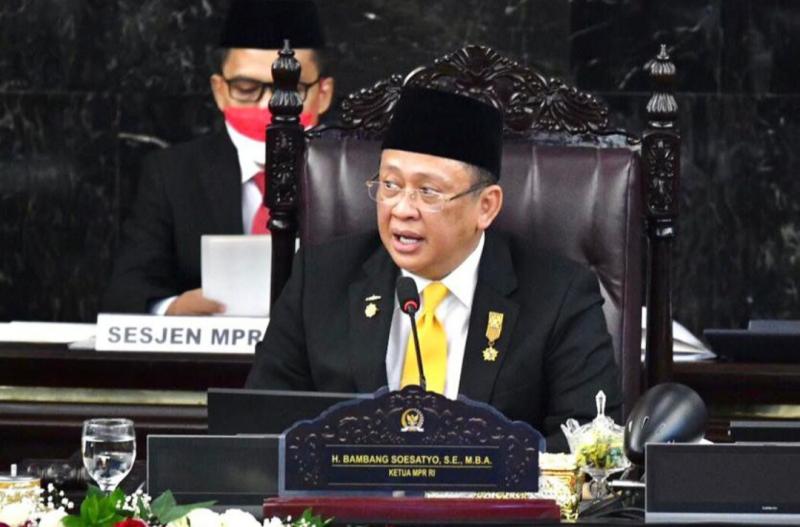 Ketua MPR RI Bamsoet saat Pidato Pembukaan Sidang Tahunan MPR RI di Gedung MPR-DPR RI Senayan, Jakarta, Senin (16/8/2021) hari ini