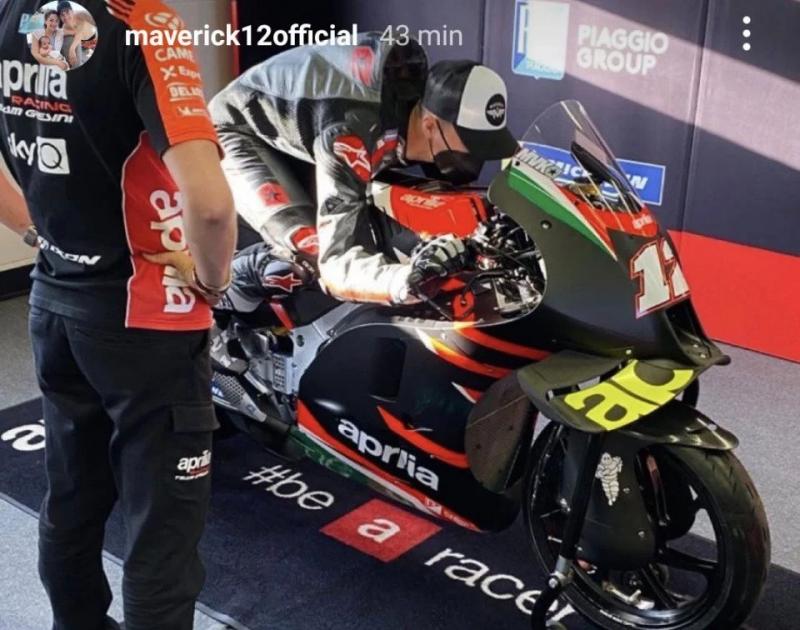 Maverick Vinales, eks pembalap Yamaha, mulai menguji Aprilia RS-GP di Sirkuit Misano, San Marino. (Foto: Instagram Vinales)