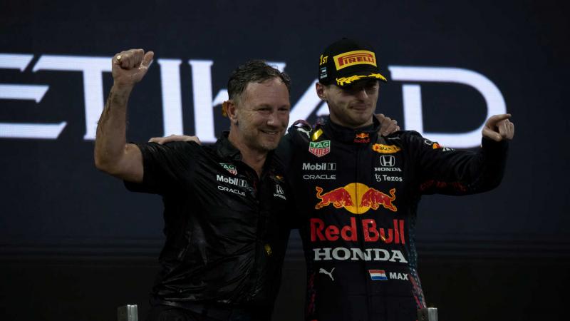 Max Verstappen dan Christian Horner. (Foto: racingnews365)