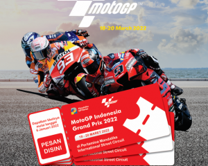 Ilustrasi tiket MotoGP untuk seri balapan di Pertamina Mandalika International Street Circuit