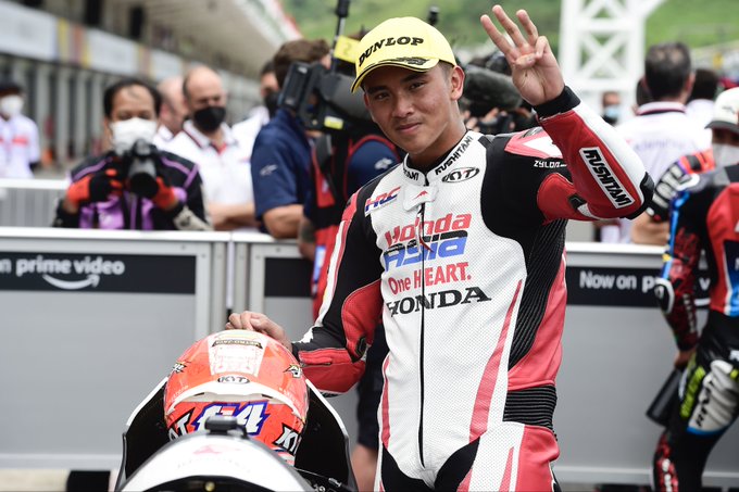 Mario Aji (Indonesia/Honda Team Asia), perburuan poin perdana Moto3 2022 di home race sendiri GP Indonesia 2022. (Foto: hondateamasia) 
