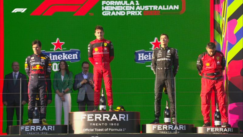Podium GP Australia 2022 untuk Charles Leclerc (Ferrari), kombinasi kekuatan dan keberuntungan. (Foto: f1)