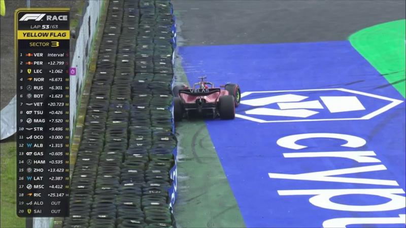 Charles Leclerc (Monaco/Ferrari) saat kehilangan kendali mobilnya sekaligus kehilangan podium di GP Emilia Romagna 2022. (Foto: scuderiafans)