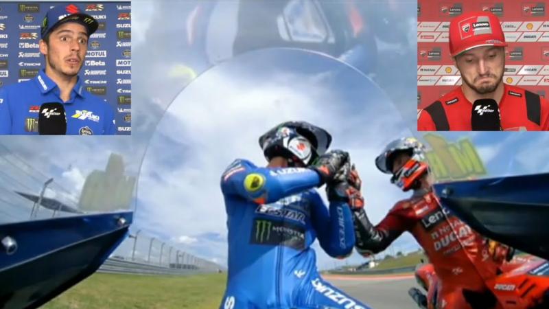 Joan Mir (Suzuki) dan Jack Miller (Ducati), jatuh bersama di GP Portugal dan nasibnya masih tanda tanya ke musim 2023. (Foto: ist)