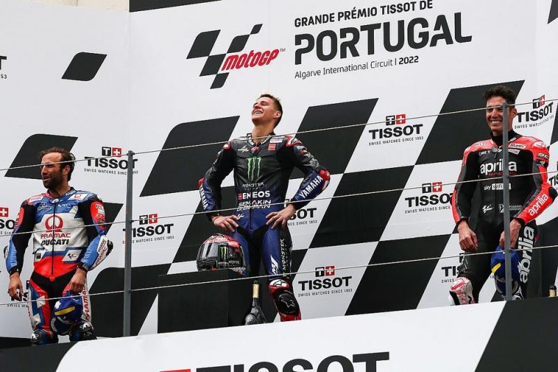 Fabio Quartararo di podium GP Portugal, belum jadi kepastian bertahan di kubu Yamaha. (Foto: motorsport)