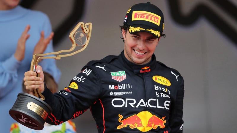 Sergio Perez (Meksiko/Red Bull Racing) di podium GP Monaco, aura positif menuju GP Azerbaijan akhir pekan ini. (Foto: ist)