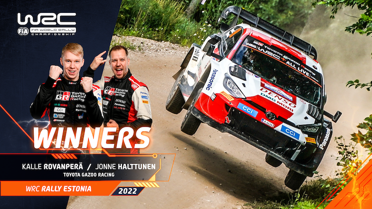 Kalle Rovanpera dan navigator Jonna Halttunen (Finlandia/Toyota Gazoo Racing), kemenangan kel-5 pada 7 seri WRC 2022. (Foto: wrc). (Foto: wrc)