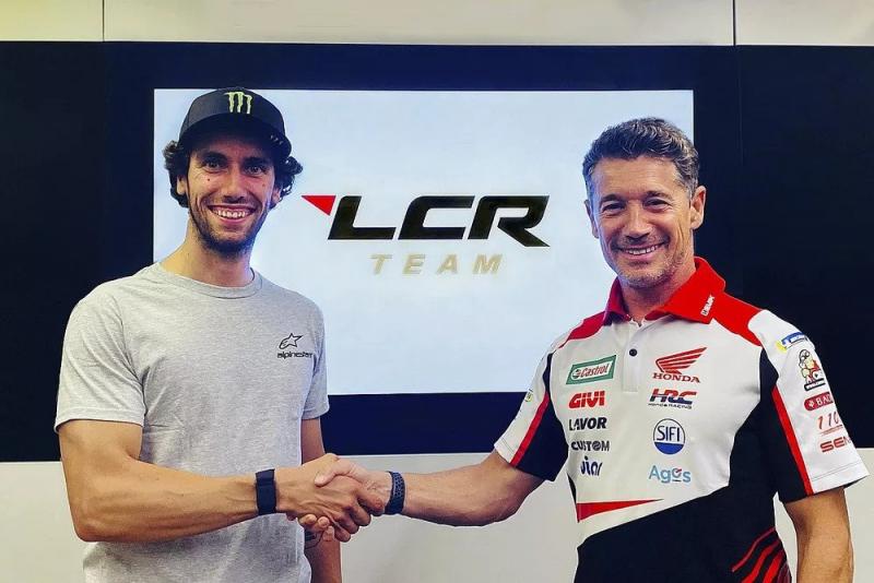 Alex Rins (kanan) dan team owner LCR Honda Luccio Cecchinello, deal untuk 2023-2024. (Foto: ist)