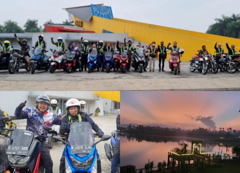 20 motor lakukan touring Jakarta - Pangalengan Kabupaten Bandung, bermalam dengan samping di pinggir danau Cileunca dan bikin api unggun untuk bakar jagung serta sosis. (Foto : kolase)