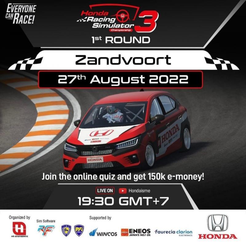 Zandvoort, Sirkuit Pembuka Honda Racing Simulator Championship 2022, Diikuti 200 Lebih Pembalap