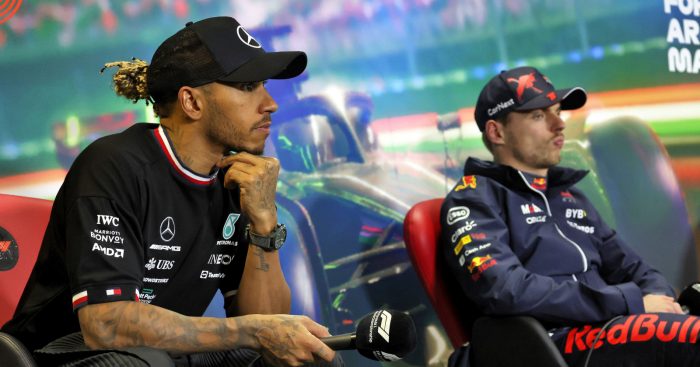 Max Veestappen dan Lewis Hamilton. (Foto: planetf1)