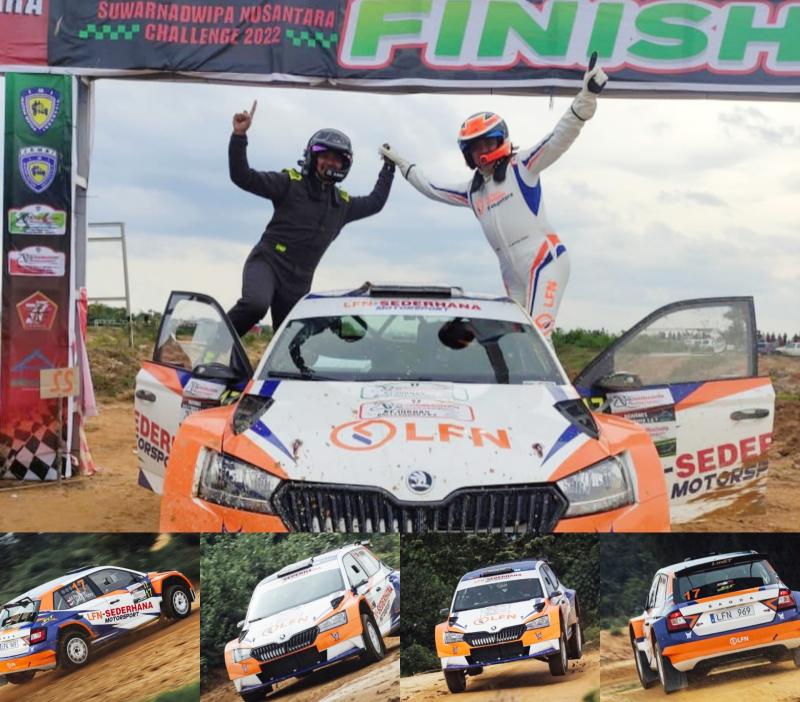 H Putra Rizky dan co-driver M Redwan, momentum titik balik dengan menjuarai Kejurnas Sprint Rally 2022 putaran 4 di Suwarnadwipa Nusantara Circuit Muara Bungo, Jambi, Jumat (21/10/2022). (foto : kolase)
