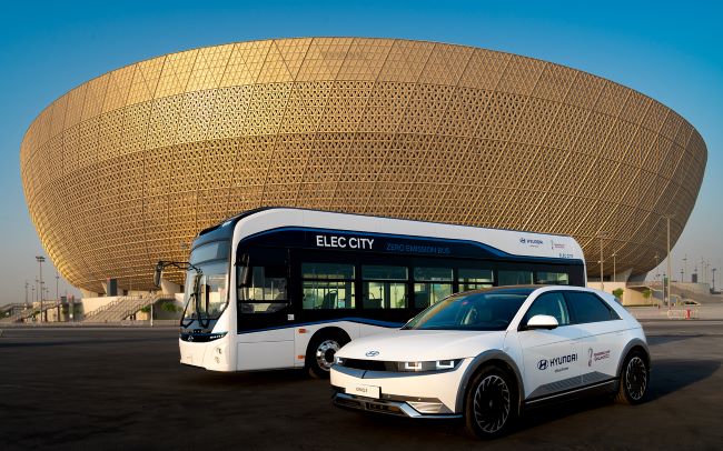Kendaraan listrik Hyundai yang disiapkan untuk operasional Piala Dunia 2022 di Qatar