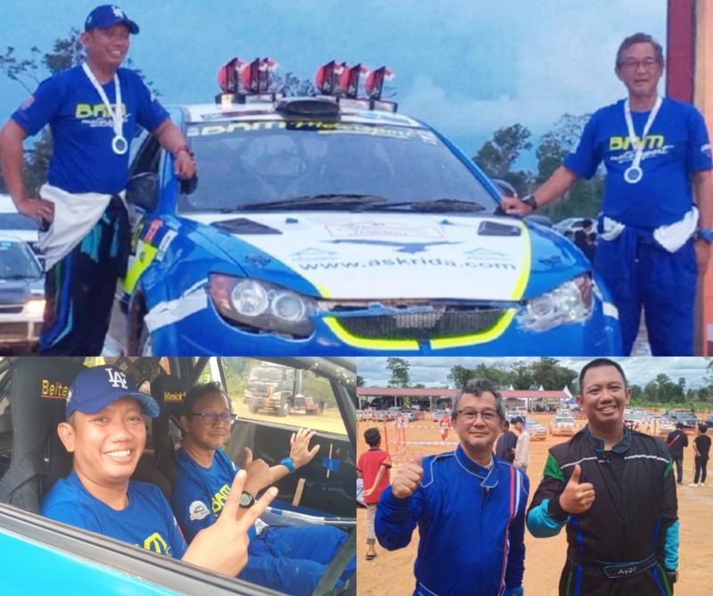 Andi Yusrizal dan co-driver senior Lanang Damarjati, debutan di ajang rally yang mulai menorehkan prestasi. (foto : bs/kolase)