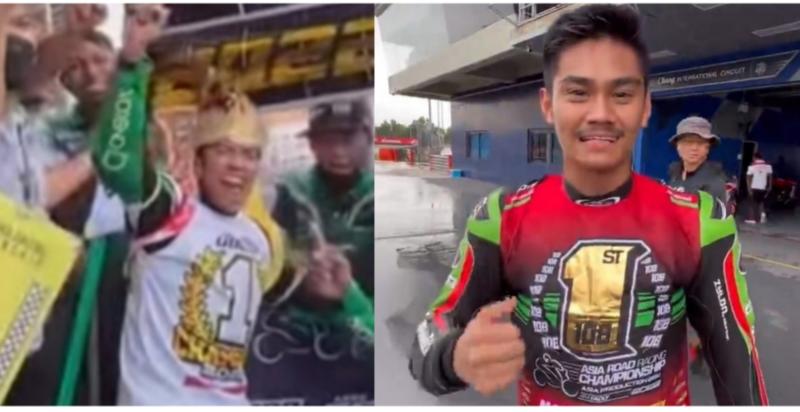 Wahyu Aji Trilaksana saat pastikan juara Asia 2022 (kiri) dan AM Fadly yang juga juara Asia balap motor ARRC. (foto : kolase)