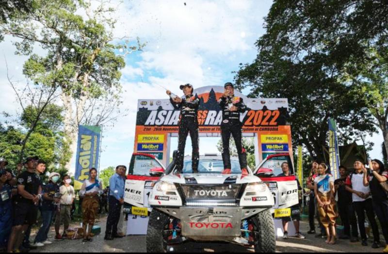 Duet Perally Toyota Gazoo Racing Indonesia - TCD Asia Pacific, Ikuo Hanawa dan Takuma Aoki berhasil merebut juara 3 serta 4 klasemen akhir AXCR 2022 Thailand dan Kamboja. (foto : agung lawerissa)