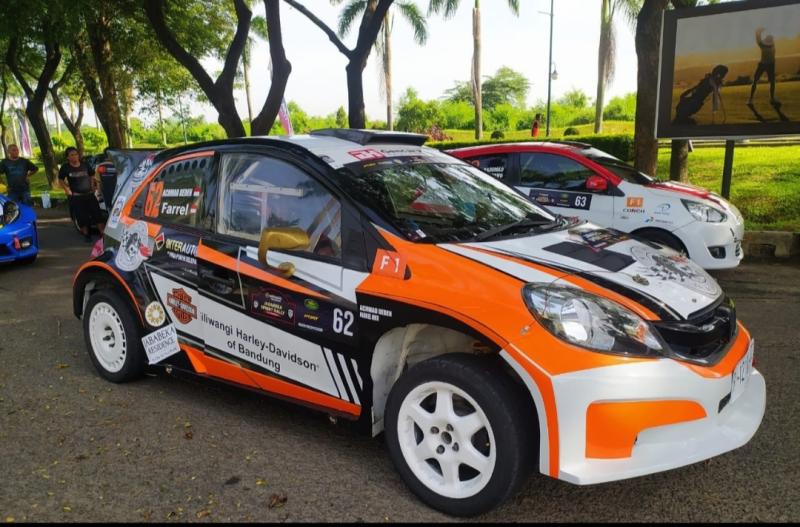 Brio Ala WRC tim SWM Motorsport dikendarai Farrel dengan navigator Achmad Deden yang disponsori Bikers Brotherhood MC Racing Division dan Siliwangi Harley-Davidson of Bandung sukses raih runner up kelas F1 di Kejurnas Sprint Rally 2022 Jababeka Bekasi hari ini       