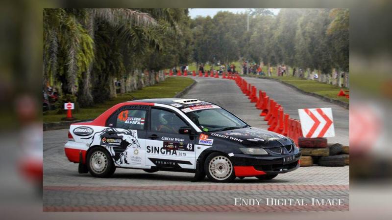 Mitsubishi Evo VII yang jadi pacuan Wahyu Leon di Kejurnas Sprint Rally 2022 Jababeka, Bekasi, Jawa Barat lalu. (Endy Digital Image)