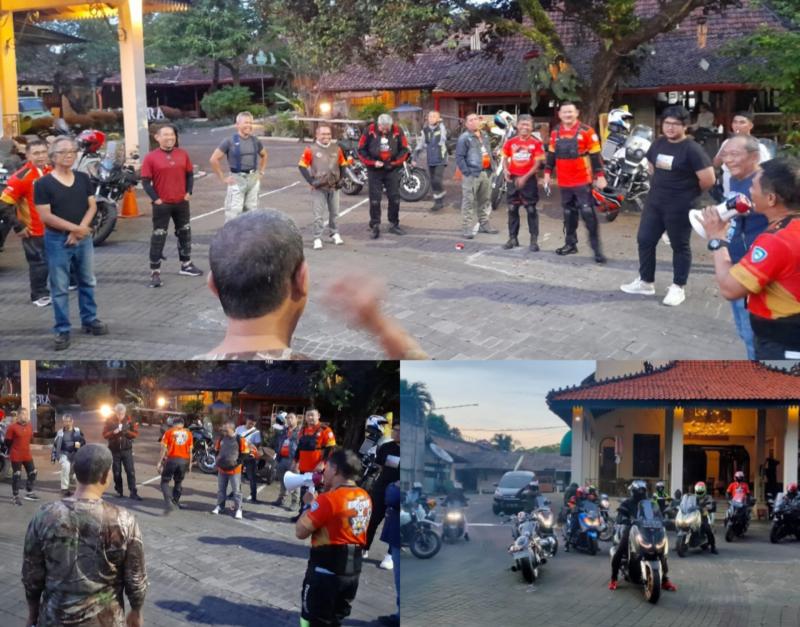 Start Legend Riders Touring Jakarta-Solo para mantan pembalap nasional rayakan kebersamaan Imlek dari halaman Warung Solo Jakarta Selatan tadi pagi 
