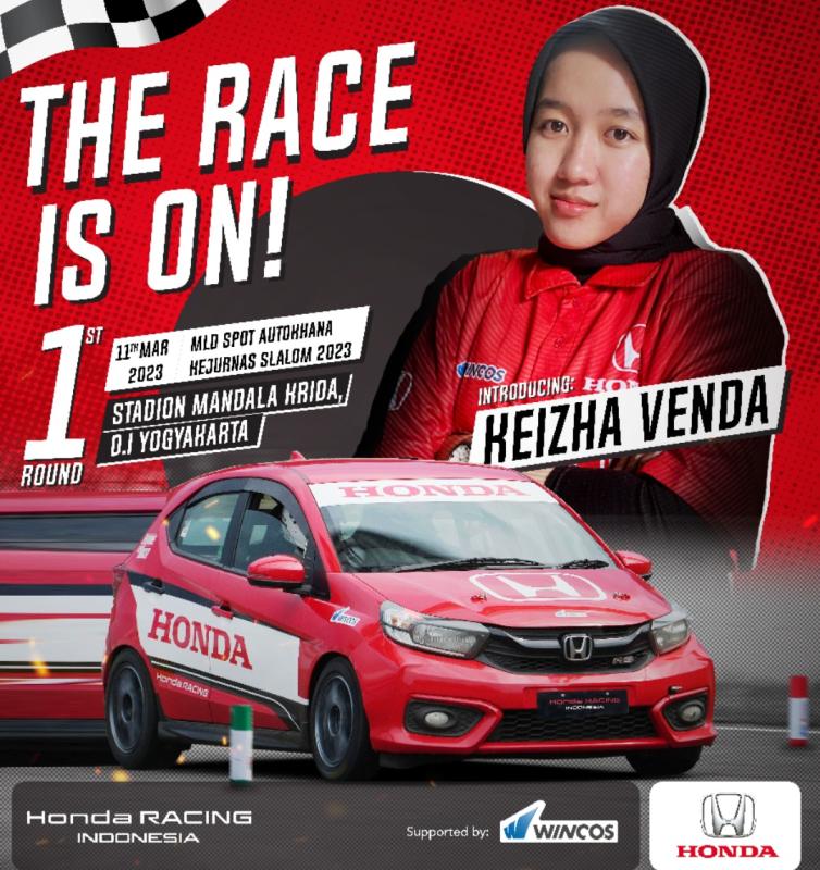 Honda Siap Hadapi Seri Pertama Kejurnas Slalom Dengan Pembalap Barunya Keizha Venda di Yogyakarta