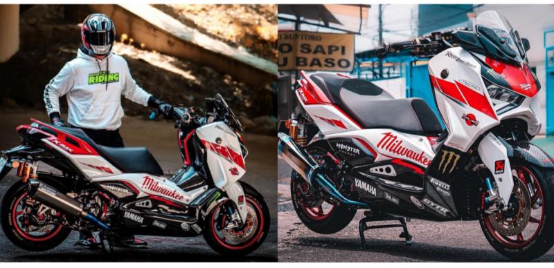 Rifky Hidayat dengan modifikasi Yamaha XMAX 250 Connected yang berhasil curi perhatian di ajang CustoMAXI 2023