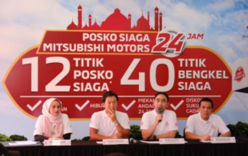 Mitsubishi Motors gelar preskon saat peresmian Posko Siaga 24 Jam di Rest Area Km 57 Cikampek, Purwakarta, Jawa Barat