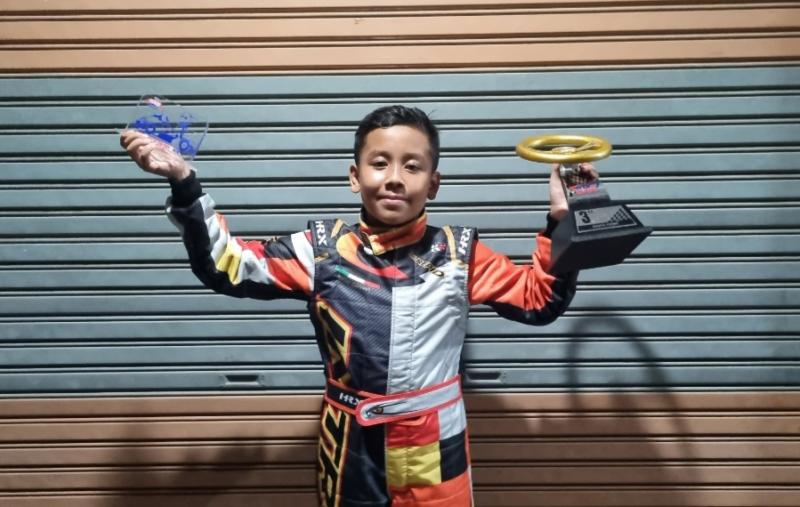 Ghibran Raditya Febrian kembali mengukir cerita indah dengan raih podium dan cetak Fastest of The Day Asia Rok Cup 2023 di Sentul International Karting Circuit Bogor. (foto : bs)